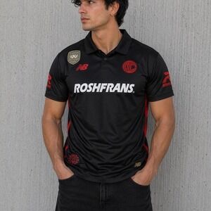 New Balance Deportivo Toluca FC Soccer Jersey Black Red Roshfrans Liga MX Polo